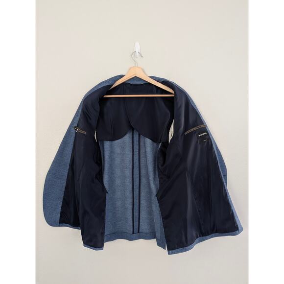 Men's Bonobos Blue Glen Plaid Cotton Blend Sport Coat Blazer Athletic Fit Sz 46R - Picture 4 of 9